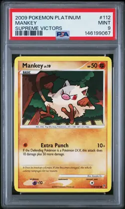 2009 POKEMON PLATINUM SUPREME VICTORS #112 MANKEY PSA 9 - Image 1