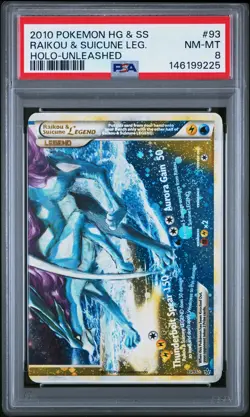 2010 POKEMON HEARTGOLD & SOULSILVER UNLEASHED RAIKOU & SUICUNE LEGEND-HOLO PSA 8 - Image 1