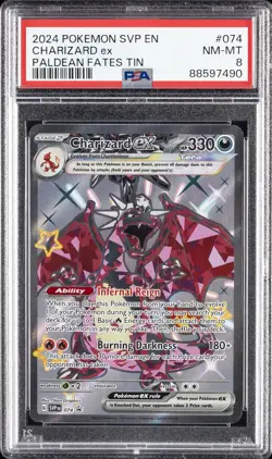 2024 POKEMON SVP EN-SV BLACK STAR PROMO PALDEAN FATES TIN CHARIZARD EX PSA 8 - Image 1