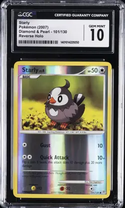 2007 POKEMON DIAMOND & PEARL REVERSE HOLO #101/130 STARLY CGC 10 GEM MINT - Image 1