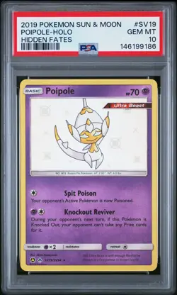 2019 POKEMON SUN & MOON HIDDEN FATES #SV19 POIPOLE-HOLO PSA 10 - Image 1