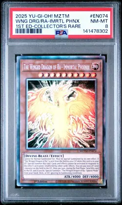 2025 YU-GI-OH! 1ST ED-COLLECTOR'S THE WINGED DRAGON/RA IMMORTAL PHOENIX PSA 8 - Image 1