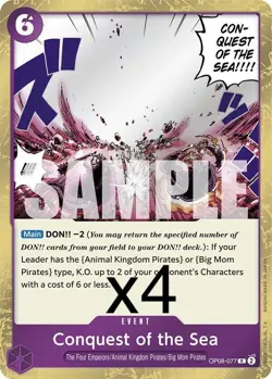 4X One Piece Card Game Conquest of the Sea OP08-077 Rare NM - Image 1