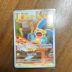 Pokemon Minun Illustration Rare Holo 194/182 SV04 Paradox Rift Ability Card - Image 2
