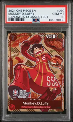 2024 One Piece En Monkey D Luffy Bandai Card Games Fest #080 PSA 10 Gem Mint - Image 1