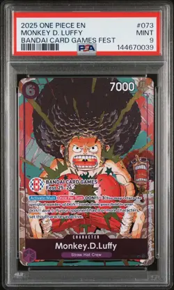 2025 One Piece En Monkey D Luffy Bandai Card Games Fest #073 PSA 9 Mint - Image 1