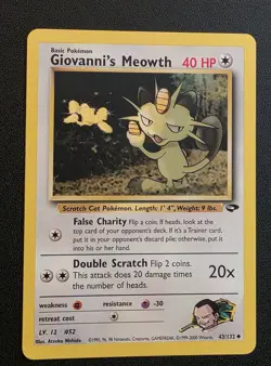 Pokemon TCG Giovanni's Meowth Gym Challenge 1st Edition Uncommon Card 43/132 - Image 1