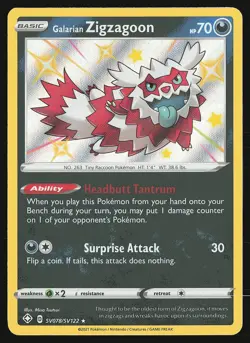 Shining Fates: Shiny Vault Galarian Zigzagoon #SV078/SV122 Pokemon Card - Image 1