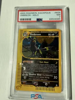 Pokemon Card TCG Umbreon H29/H32 Holo Aquapolis NM PSA 7 EReader Mint Swirl Wotc - Image 1