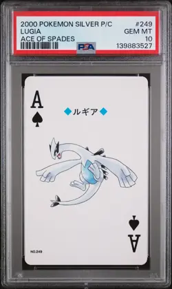 2000 POKEMON SILVER VERSION PLAYING CARDS ACE OF SPADES #249 LUGIA PSA 10 - Image 1