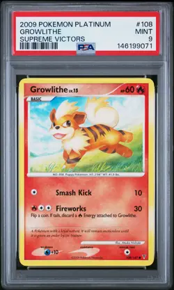 2009 POKEMON PLATINUM SUPREME VICTORS #108 GROWLITHE PSA 9 - Image 1