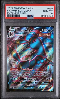 2021 POKEMON SWORD & SHIELD EVOLVING SKIES #095 FULL ART/UMBREON VMAX PSA 10 - Image 1