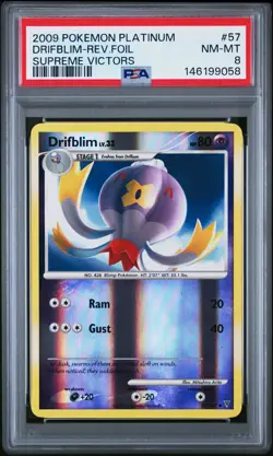 2009 POKEMON PLATINUM SUPREME VICTORS #57 DRIFBLIM-REVERSE FOIL PSA 8 - Image 1