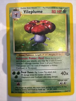 LP - Vileplume Holo Jungle 15/64 Pokemon Card WOTC Rare Vintage 1999 - Image 1