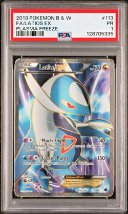 PSA 1 PR 2013 Pokemon Black & White Plasma Freeze Full Art Latios EX 113/116 - Image 1