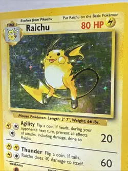 Pokemon Raichu Base Set Holo Rare Stage 1 80 HP 14/102 Wizards Pokemon TCG Card - Image 3