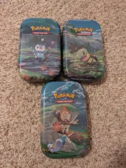 3x Pokemon TCG Sinnoh Stars Mini Tin - Piplup Turtwig Chimchar NEW i21 Variant - Image 1