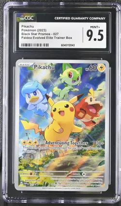 2023 Pokemon Pikachu Paldea Evloved ETB Black Star Promo 027 CGC 9.5 - Image 1