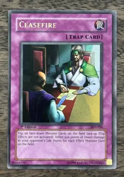 Ceasefire PSV-030 1st Edition Yu-Gi-Oh! - MP 1 Crease - Played Trap Card (2002) - Image 1