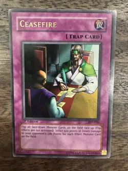 Ceasefire PSV-030 1st Edition Yu-Gi-Oh! - MP 1 Crease - Played Trap Card (2002) - Image 2