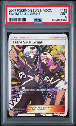 2017 POKEMON SUN & MOON #149 FULL ART/TEAM SKULL GRUNT PSA 9 - Image 1