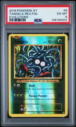 2016 POKEMON XY EVOLUTIONS #8 TANGELA-REVERSE FOIL PSA 6 - Image 1