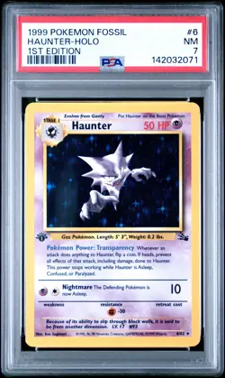 1999 POKEMON FOSSIL 1ST ED #6 HAUNTER-HOLO PSA 7 - Image 1