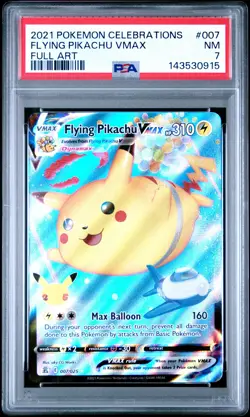 2021 POKEMON CELEBRATIONS #007 FULL ART/FLYING PIKACHU VMAX PSA 7 - Image 1