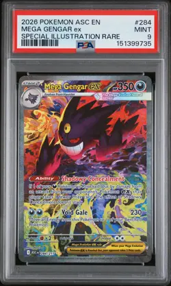 2026 POKEMON ASC SPECIAL ILLUSTRATION RARE #284 MEGA GENGAR EX PSA 9 - Image 1