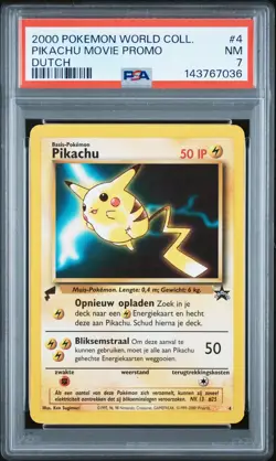 2000 POKEMON PIKACHU WORLD COLL DUTCH #4 PIKACHU MOVIE PROMO PSA 7 - Image 1