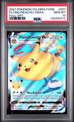 2021 POKEMON CELEBRATIONS #007 FULL ART/FLYING PIKACHU VMAX PSA 10 - Image 1