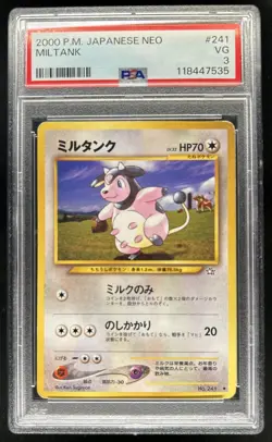2000 Pokemon Neo Gold, Silver, to a New World JP Miltank Uncommon #241 PSA 3 - Image 1