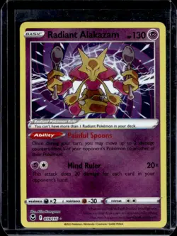 2022 Pokemon SWSH Silver Tempest Radiant Alakazam #059/195 - Image 1