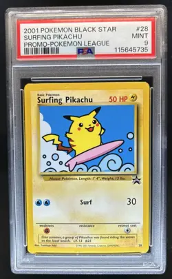 2001 Pokemon Wizards Black Star Promos Surfing Pikachu #28 PSA 9 - Image 1