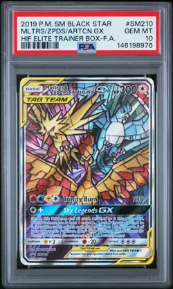 2019 POKEMON HIDDEN FATES ETB FULL ART/MOLTRES & ZAPDOS & ARTICUNO GX PSA 10 - Image 1