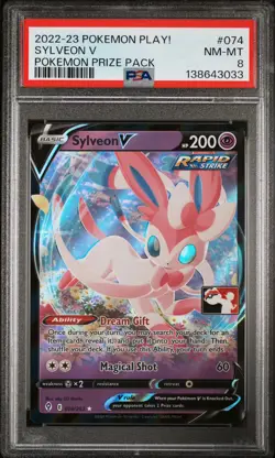 2022-2023 POKEMON PLAY! POKEMON PRIZE PACK #074 SYLVEON V PSA 8 - Image 1
