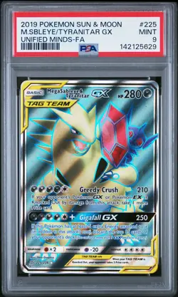 2019 POKEMON SUN & MOON UNIFIED MINDS FULL ART/MEGA SABLEYE & TYRANITAR GX PSA 9 - Image 1