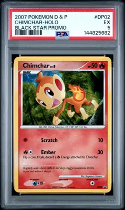 2007 POKEMON DIAMOND & PEARL BLACK STAR PROMO #DP02 CHIMCHAR-HOLO PSA 5 - Image 1