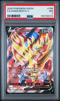 2020 POKEMON SWORD & SHIELD #196 FULL ART/ZAMAZENTA V PSA 7 - Image 1