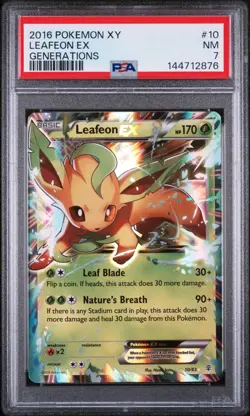 2016 POKEMON XY GENERATIONS #10 LEAFEON EX PSA 7 - Image 1