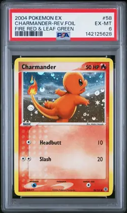 2004 POKEMON EX FIRE RED & LEAF GREEN #58 CHARMANDER-REVERSE FOIL PSA 6 - Image 1