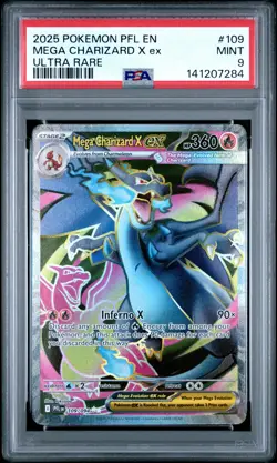2025 POKEMON PFL EN-PHANTASMAL FLAMES ULTRA RARE #109 MEGA CHARIZARD X EX PSA 9 - Image 1