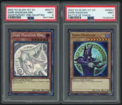 Lot of (2) 2022 Yu-Gi-Oh! 1st Edition Dark Magician Girl Dark Magician PSA 9 - Image 1