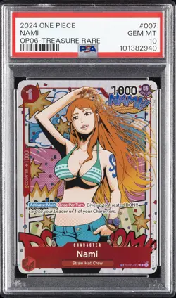 2024 ONE PIECE OP06-WINGS OF THE CAPTAIN TREASURE RARE #007 NAMI PSA 10 - Image 1