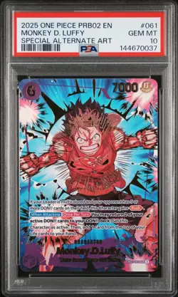 2025 One Piece PRB02 En Monkey D Luffy Special Alternate Art #061 PSA 10 Gem - Image 1