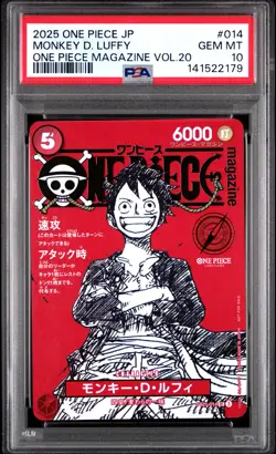 2025 ONE PIECE JPN PROMOS ONE PIECE MAGAZINE VOL.20 #014 MONKEY D. LUFFY PSA 10 - Image 1