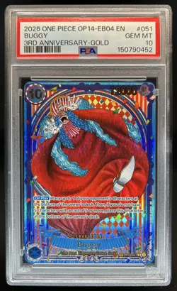 2026 One Piece 3rd Anniversary Buggy Gold #OP09-051 PSA 10 GEM MINT - Image 1