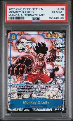 2025 ONE PIECE OP11-118 MANGA ALTERNATE ART AMONKEY D. LUFFY PSA 10 - Image 1