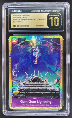 2025 One Piece Vol.4 Gum-Gum Lightning Rare #OP09-077 CGC 10 Pristine TL3 - Image 1