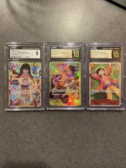 CGC GRADED CARD LOT One Piece Jpn (3 Slab Lot) Monkey D Luffy ++ Pristine - Image 1